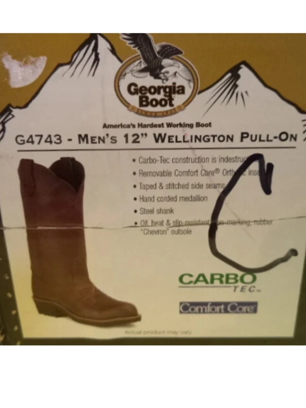 Georgia Mens Farm Ranch Western Brown Leather Work Boots Comfort Care G4743 8.5W
